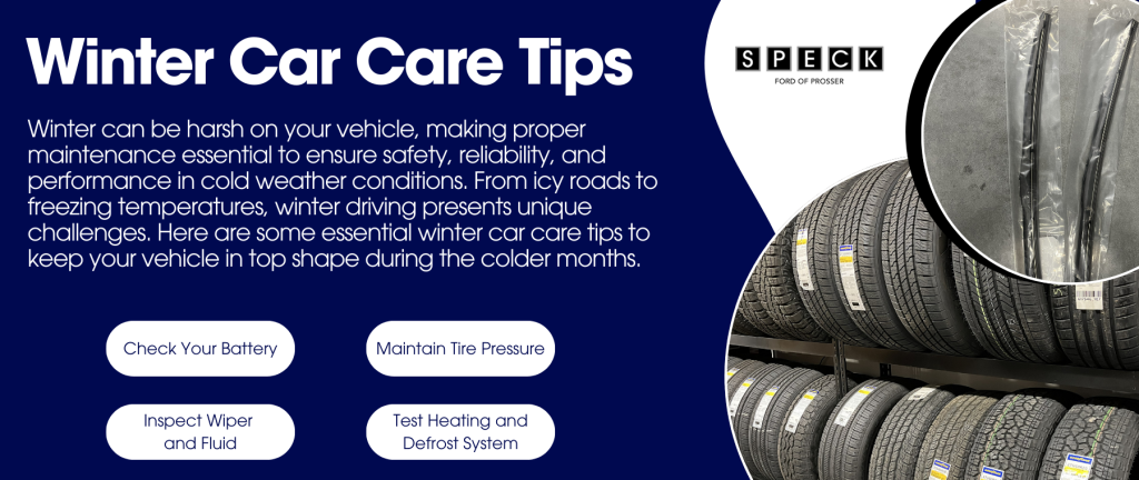 Informative graphic showing winter car care tips