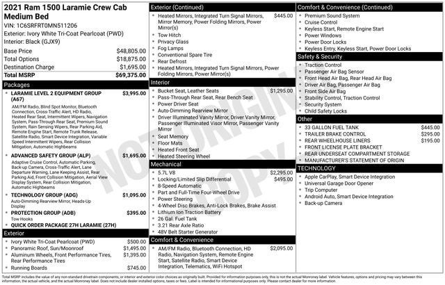 2021 RAM 1500 Laramie Crew Cab 4x4 6'4' Box