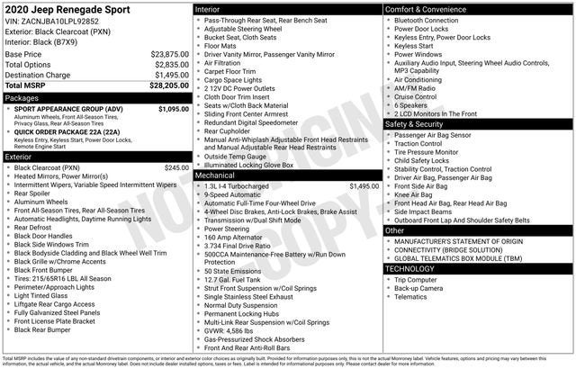 2020 Jeep Renegade Sport 4X4