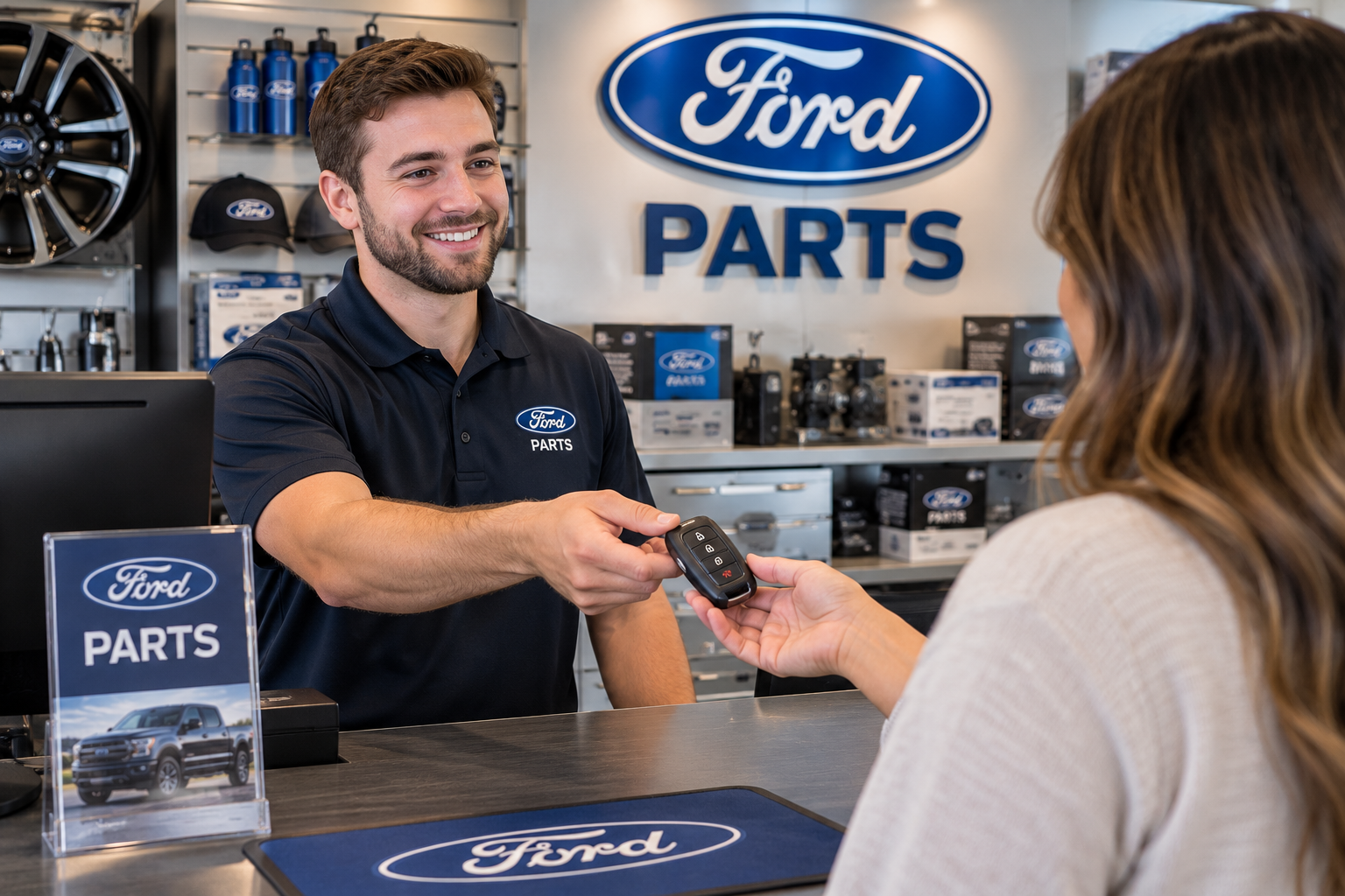 parts-advisor-handing-a-key-to-a-customer