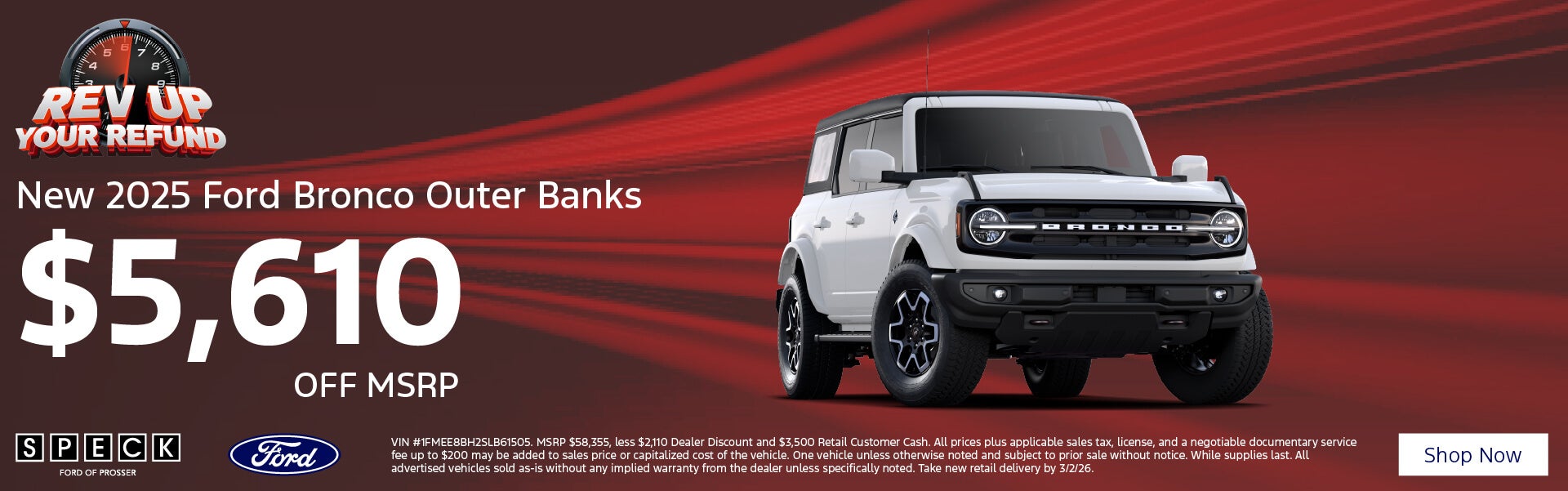 $5,610 off msrp on a new 2025 ford bronco