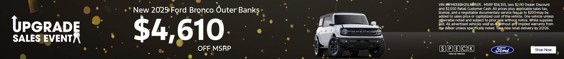 $4610 off msrp on a new 2025 ford bronco