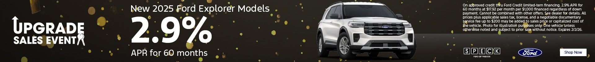 2.9% apr for 60 months on ford explorer models