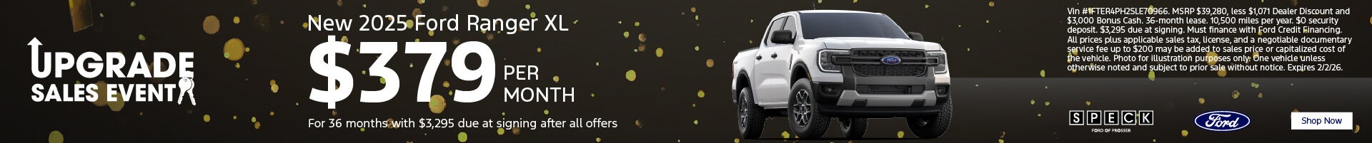 $379 per month lease 2025 ford ranger