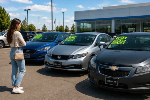 girl shopping used sedans