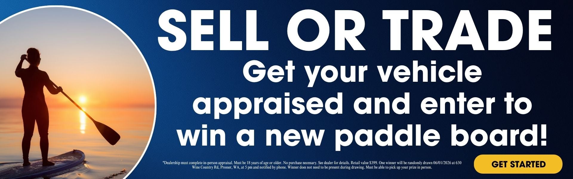 vehicle appraisal paddle board giveaway