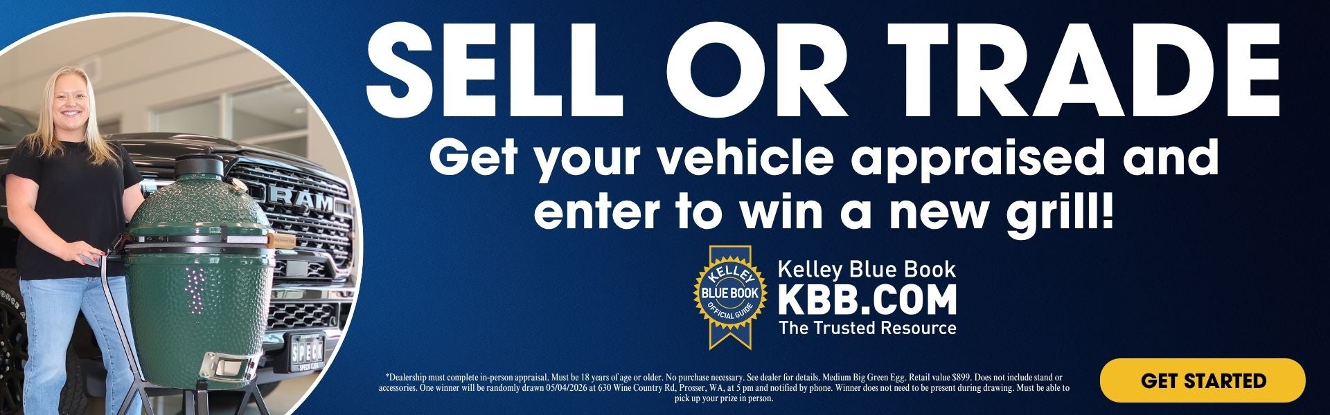 sell or trade appraisal and enter to win grill